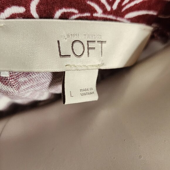 Ann Taylor Loft Dress Womens Size L Large Purple White Floral Tie Waist Hawaiian - Picture 5 of 6